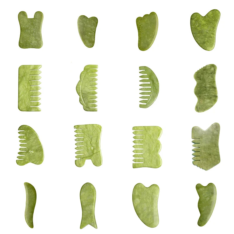 Masajeador Facial Gua Sha De Piedra Jade